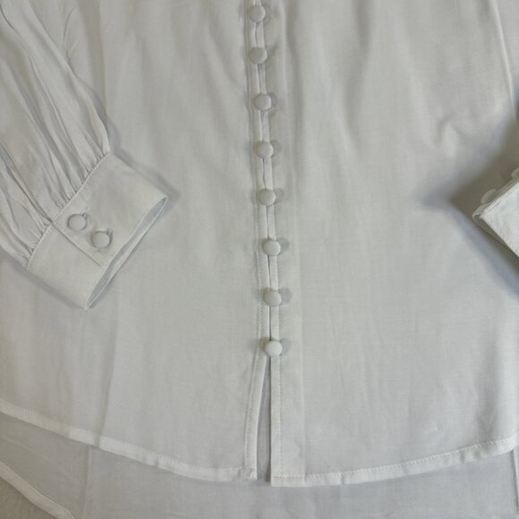 Lascana White Blouse Size 8 Balloon Long Sleeve - Picture 6 of 12
